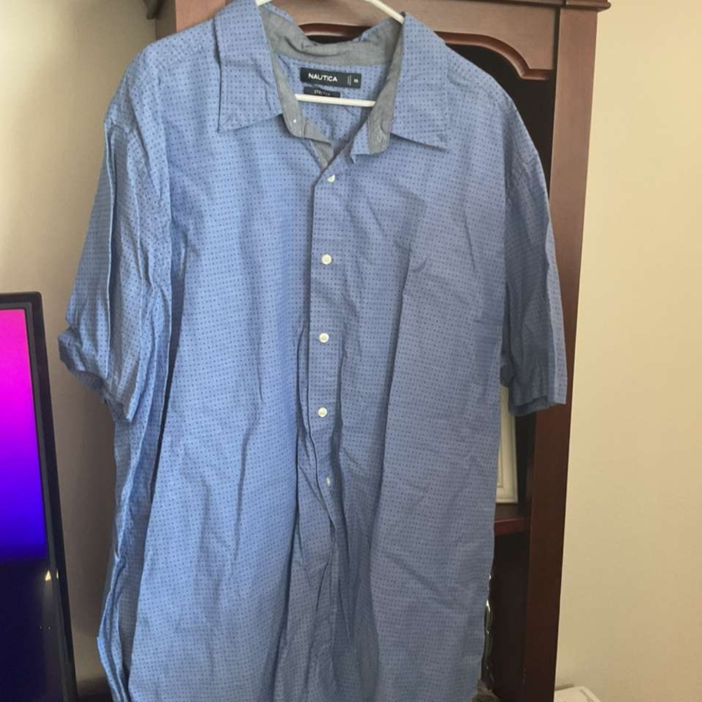 Nautica Blue Casual Button Down Shirt